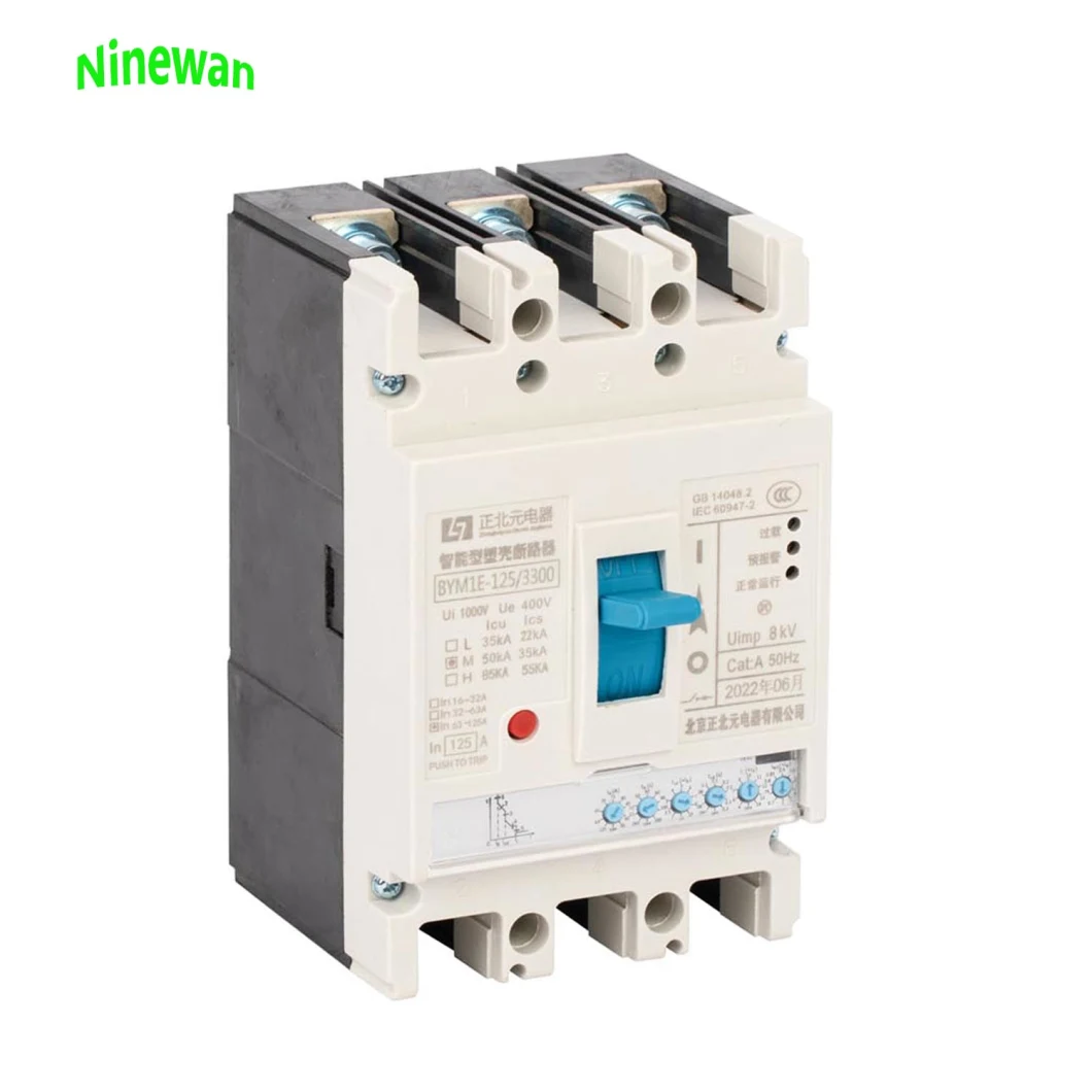 Ninewan MCCB Breaker 3p 63A 80A 125A AC400V 50Hz 3 Phase Moulded Case Circuit Breaker 4 Pole MCCB