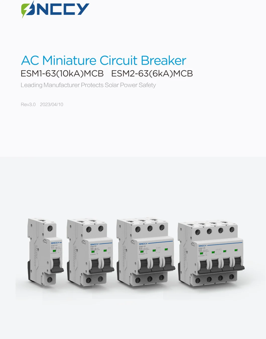 High Quality AC Circuit Breaker MCB B/C/D Curve 1p 2p 3p 4p 240/415V~ 63A 10ka PV Solar System